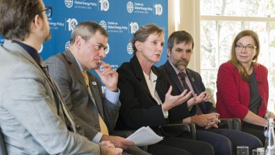 From left to right: Tim Puko, Jason Bordoff, Abigail Dillen, Hon. Steven Steven Guilbeault, Katharine Hayhoe