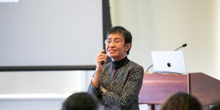 Maria Ressa speaking on the threats of AI and disinformation