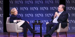 Secretary Hillary Clinton (left) and Reid Hoffman (right) in discussion at the 92Y